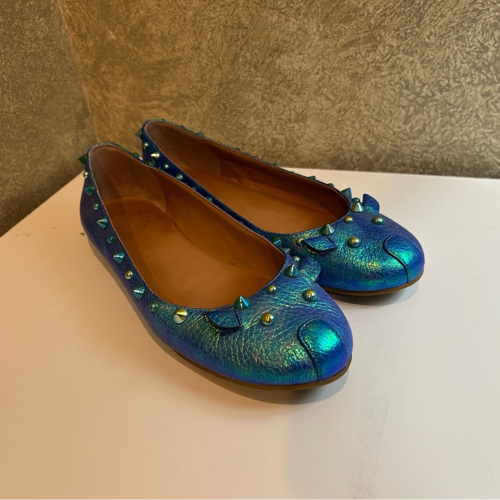 Marc Jacobs Iridescent Blue Studded Flats